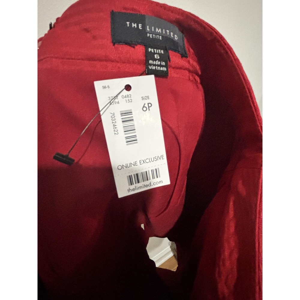 The Limited Petite Skirt Womens 6P Red Textured Jacquard Pencil Lined Office - Picture 7 of 11